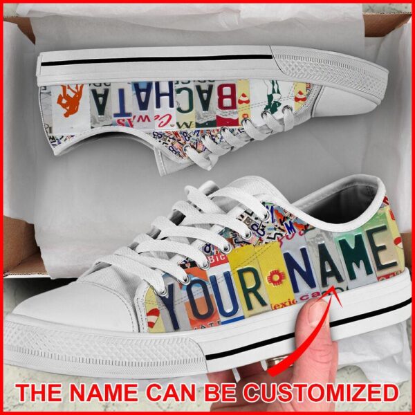 Bachata License Plate Low Top Custom Shoes, Low Top Designer Shoes, Low Top Sneakers