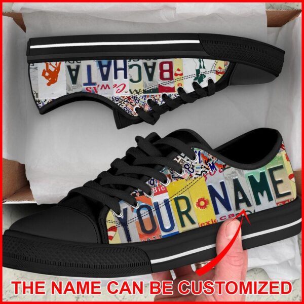 Bachata License Plate Low Top Custom Shoes, Low Top Designer Shoes, Low Top Sneakers
