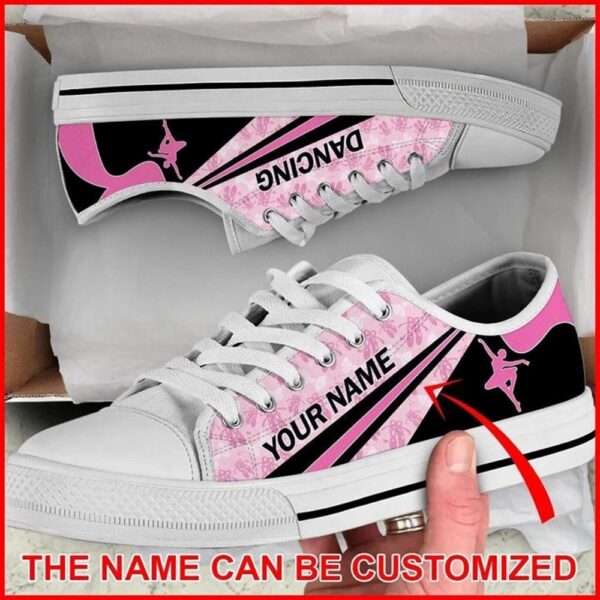Ballet Dancing Pattern Personalized Canvas Low Top Shoes, Low Top Sneakers, Sneakers Low Top