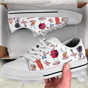 Barbeque Flower Watercolor Low Top Shoes, Low…