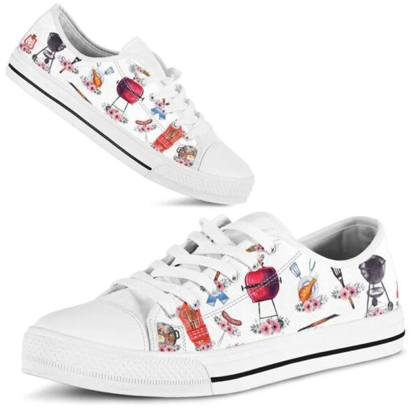 Barbeque Flower Watercolor Low Top Shoes, Low Top Designer Shoes, Low Top Sneakers