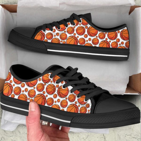 Basketball Ball Pattern Low Top Shoes Canvas Print Lowtop Trendy Fashion, Low Top Sneakers, Sneakers Low Top