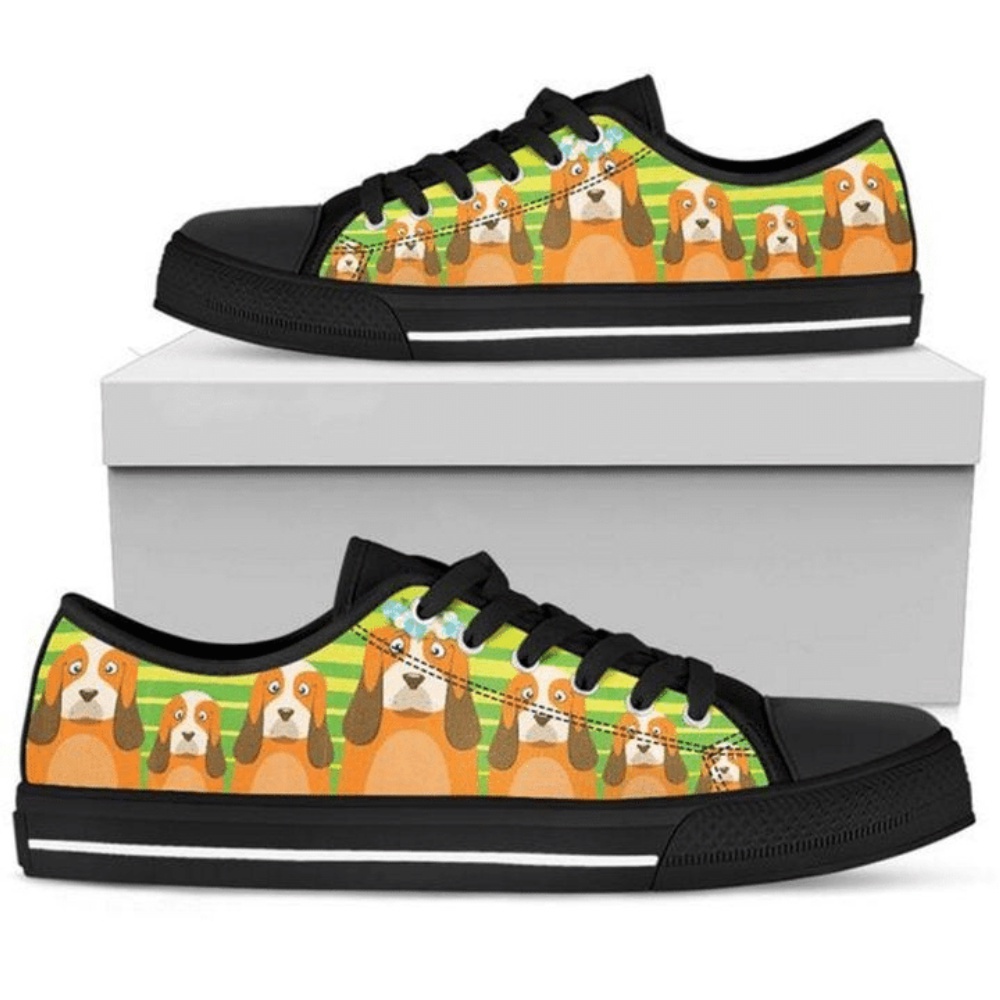 Basset Hound Low Top Shoes Sneaker, Designer Low Top Shoes, Low Top Sneakers