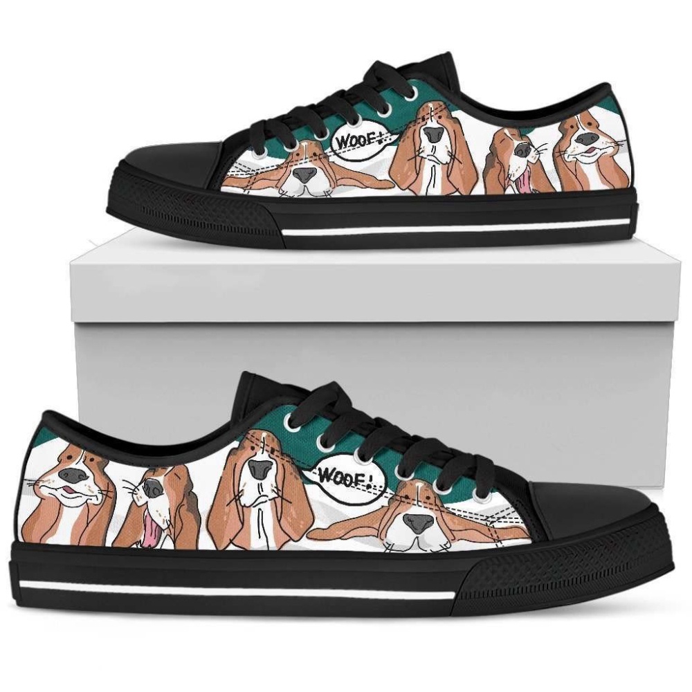 Basset Woof Women s Low Top Shoe Stylish and Comfortable Footwear, Designer Low Top Shoes, Low Top Sneakers