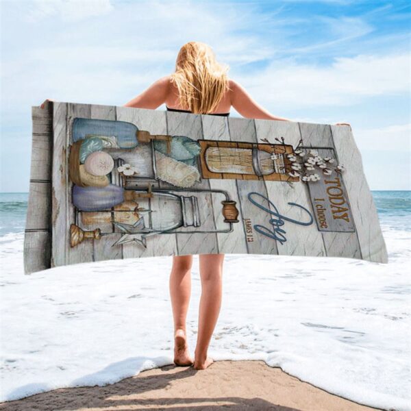 Bathroom Cotton Flower Today I Choose Joy Beach Towel, Christian Beach Towel, Summer Towels