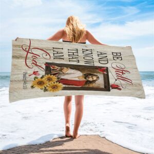 Be Still And Know That I Am God Beach Towel Jesus Red Cardinal Sunflower Beach Towel Christian Beach Towel Summer Towels 2 ztrxyg.jpg