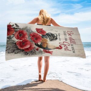 Be Still And Know That I Am God Beach Towel Red Poppy Flower Roaster Beach Towel Christian Beach Towel Summer Towels 2 rdfbtb.jpg