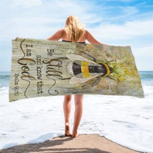 Be Still And Know That I Am God Bee Sweet Flower Beach Towel Christian Beach Towel Summer Towels 1 syjm4w.jpg