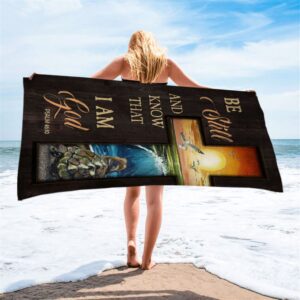 Be Still And Know That I Am God Cross Turtle Beach Towel Christian Beach Towel Summer Towels 2 iqudwj.jpg