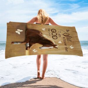 Be Still And Know That I Am God Horse White Butterfly Beach Towel Christian Beach Towel Summer Towels 2 ow7q50.jpg