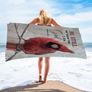 Be Still And Know That I Am God Red Cardinal Beach Towel Christian Beach Towel Summer Towels 2 nmbccs.jpg