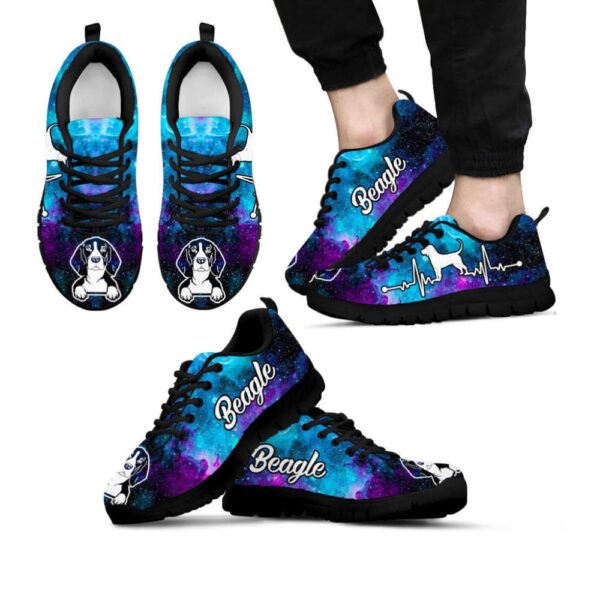 Beagle Dog Lover Shoes Galaxy Heartbeat Sneakers Walking Running Lightweight, Designer Sneakers, Sneaker Shoes