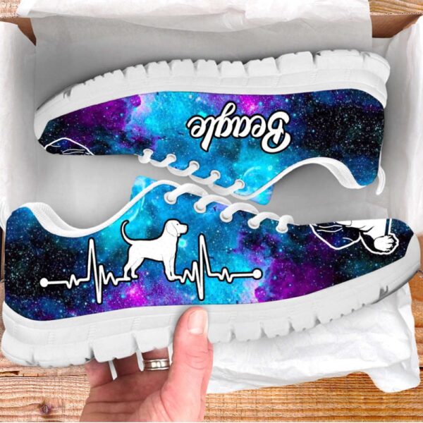 Beagle Dog Lover Shoes Galaxy Heartbeat Sneakers Walking Running Lightweight, Designer Sneakers, Sneaker Shoes