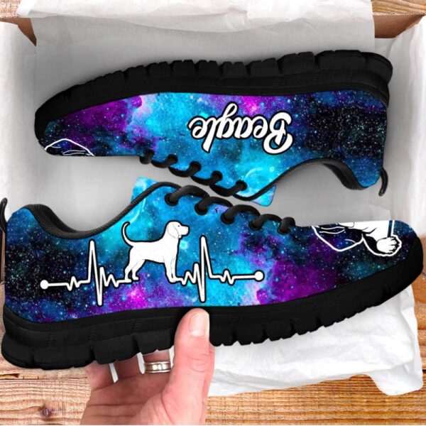 Beagle Dog Lover Shoes Galaxy Heartbeat Sneakers Walking Running Lightweight, Designer Sneakers, Sneaker Shoes