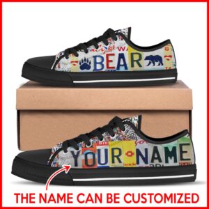 Bear License Plates Low Top Shoes Canvas…