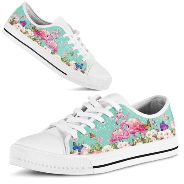 Beautiful Couple Flamingo Love Flower Watercolor Low Top Shoes, Low Tops, Low Top Sneakers