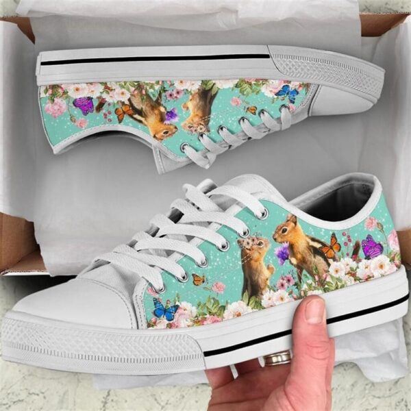 Beautiful Couple Squirrel Love Flower Watercolor Low Top Shoes, Low Tops, Low Top Sneakers