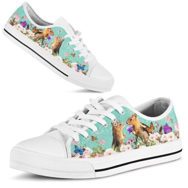 Beautiful Couple Squirrel Love Flower Watercolor Low Top Shoes, Low Tops, Low Top Sneakers