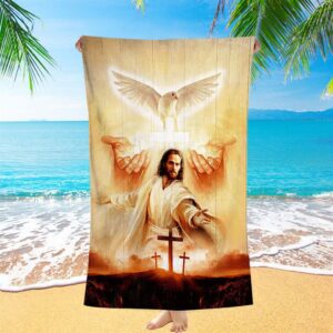 Beautiful Dove Pray For Healing Jesus s Hand Cross Symbol Beach Towel Christian Beach Towel Summer Towels 1 cmcnvw.jpg