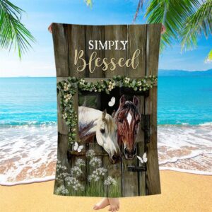 Beautiful Horse Simply Blessed Beach Towel, Christian…