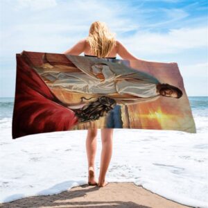 Beautiful Sunset Kneeling Before God Beach Towel Christian Beach Towel Summer Towels 1 x7vbhl.jpg