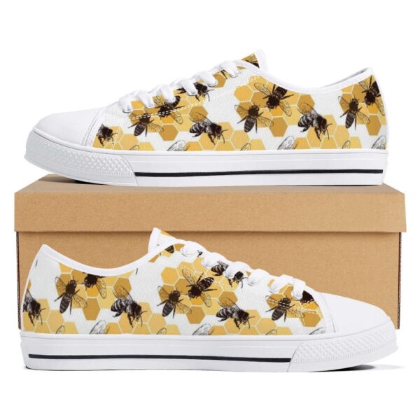 Bee Print Canvas Sneakers, Bee Shoes, Low Top Shoes For Bee Lover Gift, Low Tops, Low Top Sneakers