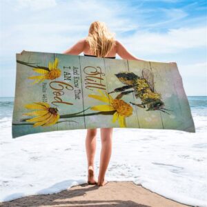 Bee Still And Know That I Am God Bee Flower Beach Towel Christian Beach Towel Summer Towels 1 acpofo.jpg