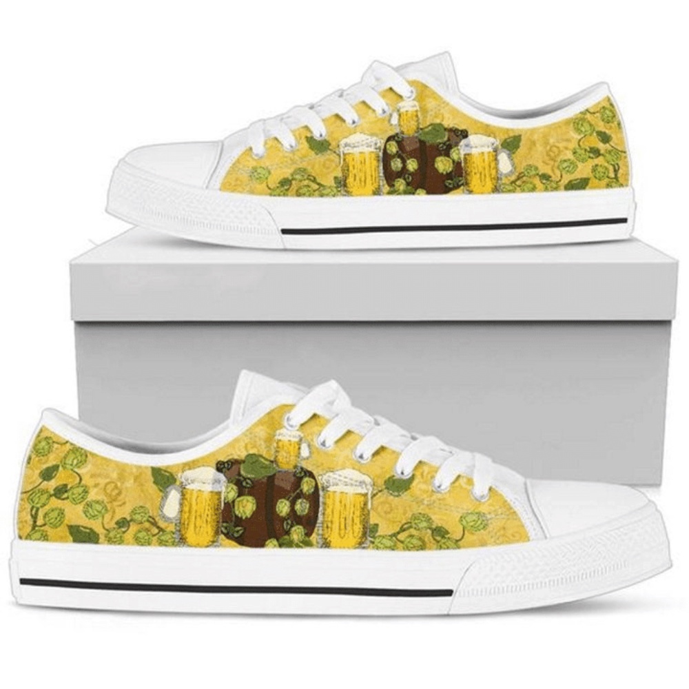 Beer Pattern Low Top Shoes Sneaker, Low Tops, Low Top Sneakers