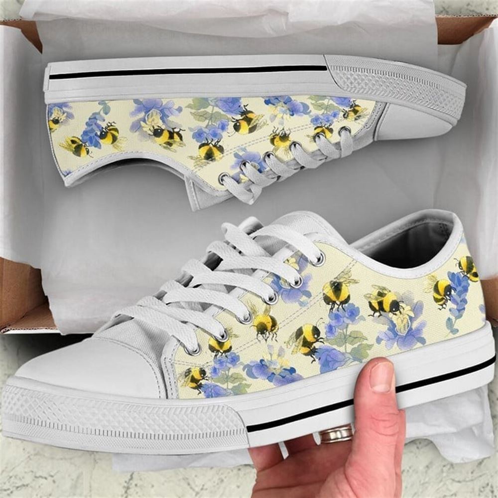 Bees Purple Flower Watercolor Low Top Shoes, Low Tops, Low Top Sneakers