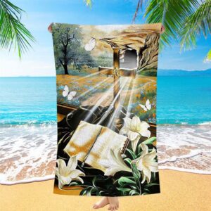 Bible Book Lily Flowers Golden Cross White…