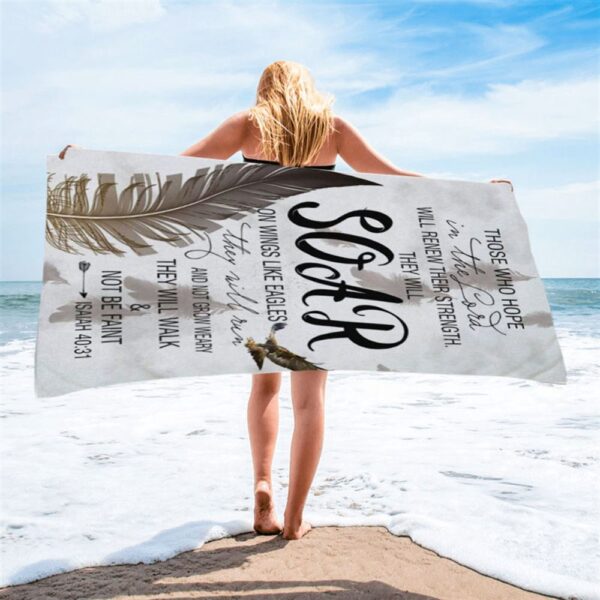 Bible Verse Those Who Hope In The Lord Isaiah 4031 Beach Towel, Christian Beach Towel, Summer Towels