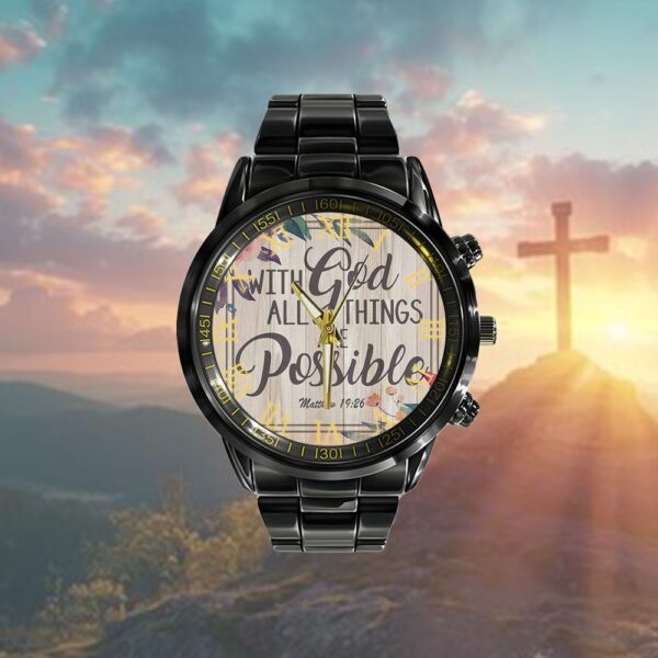 Bible Verse Watch Matthew 1926 With God All Things Are Possible Watch, Christian Watch, Religious Watches, Jesus Watch