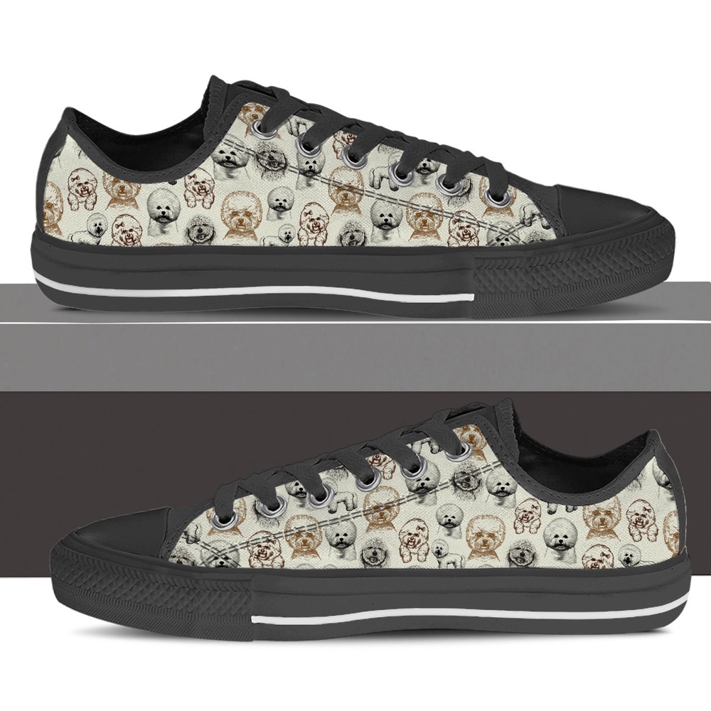 Bichon Frise´ Low Top Shoes, Sneaker For Dog Walking, Designer Low Top Shoes, Low Top Sneakers