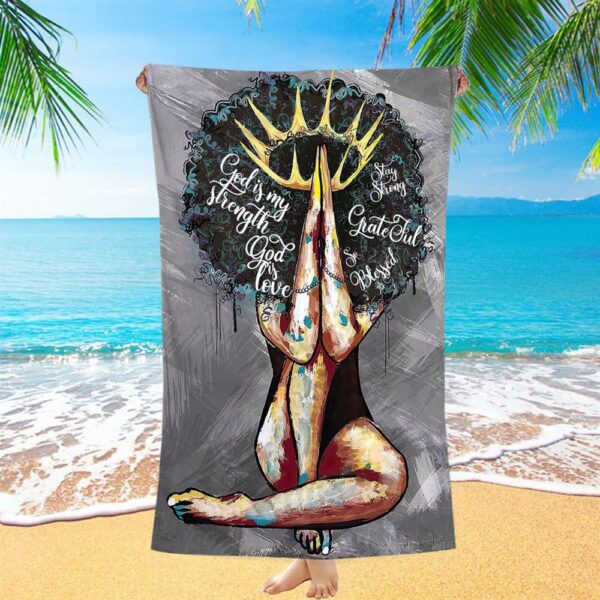 Black Queen African American God Is Love Beach Towel, Christian Beach Towel, Summer Towels