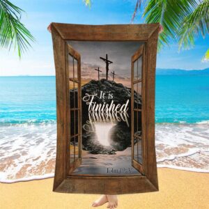 Black Rock Mountain Wooden Cross It Is Finished Beach Towel Christian Beach Towel Summer Towels 1 zlcxfv.jpg