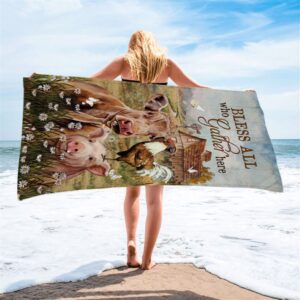 Bless All Who Gather Here Beach Towel Animal Daisy Field Rooster Beach Towel Christian Beach Towel Summer Towels 2 q1yrbo.jpg