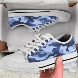 Blue Camo Camouflage Low Top Shoes, Low…