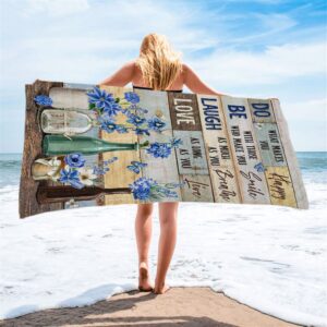 Blue Flower Do What Makes You Happy Beach Towel Christian Beach Towel Summer Towels 2 kqsx22.jpg