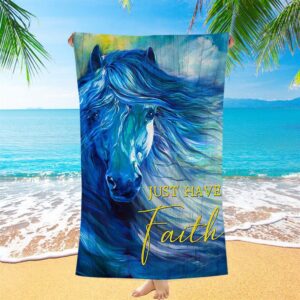 Blue Horse Just Have Faith Beach Towel,…