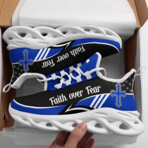 Blue Jesus Faith Over Fear Running Sneakers…