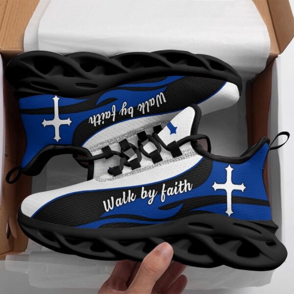Blue Jesus Walk By Faith Running Sneakers 2 Max Soul Shoes, Max Soul Sneakers, Max Soul Shoes