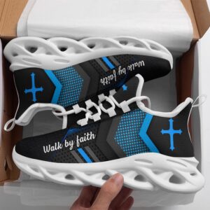 Blue Jesus Walk By Faith Running Sneakers…