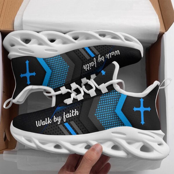 Blue Jesus Walk By Faith Running Sneakers 3 Max Soul Shoes, Max Soul Sneakers, Max Soul Shoes