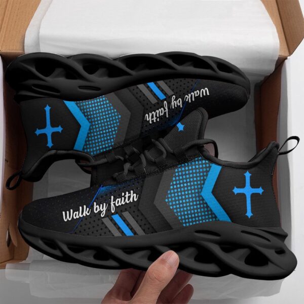 Blue Jesus Walk By Faith Running Sneakers 3 Max Soul Shoes, Max Soul Sneakers, Max Soul Shoes