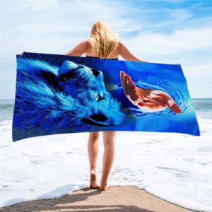 Blue Lion Jesus Beach Towel Christian Beach Towel Summer Towels 2 sdoyrj.jpg
