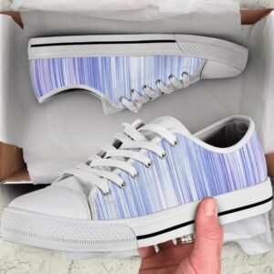 Blue Purple Stripes Abstract Art Low Top…