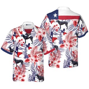 Bluebonnet Texas Hawaiian Shirt Blue Lacy Dog…