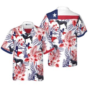 Bluebonnet Texas Hawaiian Shirt Blue Lacy Dog…