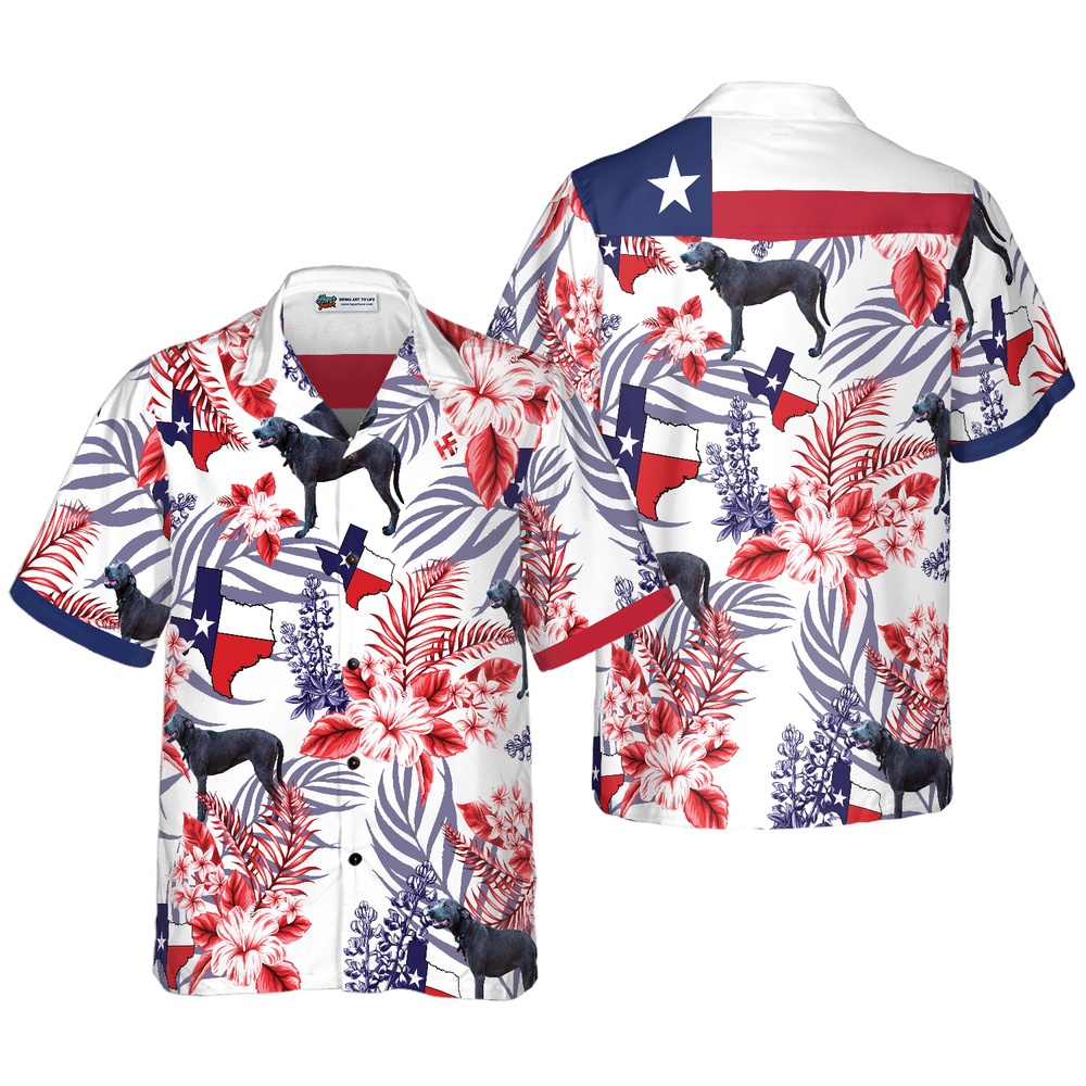 Bluebonnet Texas Hawaiian Shirt Blue Lacy Dog Version, Texas Hawaii Shirt, Texas Shirt