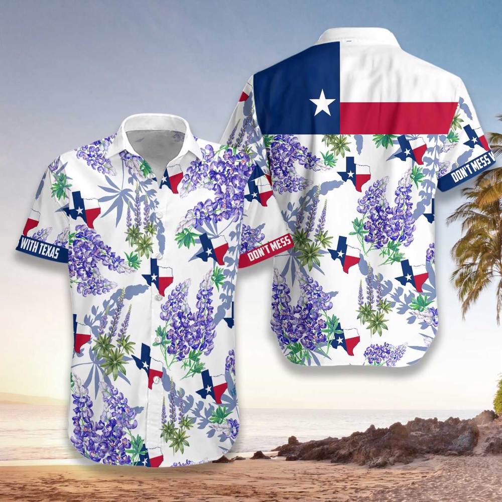Bluebonnet Texas Hawaiian Shirt Purple Version, Texas Hawaii Shirt, Texas Shirt